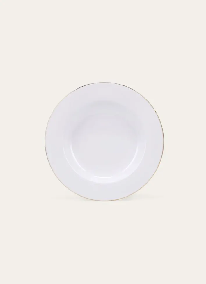 ASSIETTE CREUSE EN PORCELAINE AVEC LISERÉ DORÉ BLANC