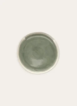 ASSIETTE À DESSERT EN GRÈS RÉACTIF VERT DE GRIS
