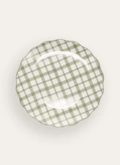 ASSIETTE À DESSERT EN PORCELAINE À RAYURES VERT