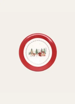 ASSIETTE À DESSERT EN PORCELAINE FÉÉRIE DE NOËL ROUGE