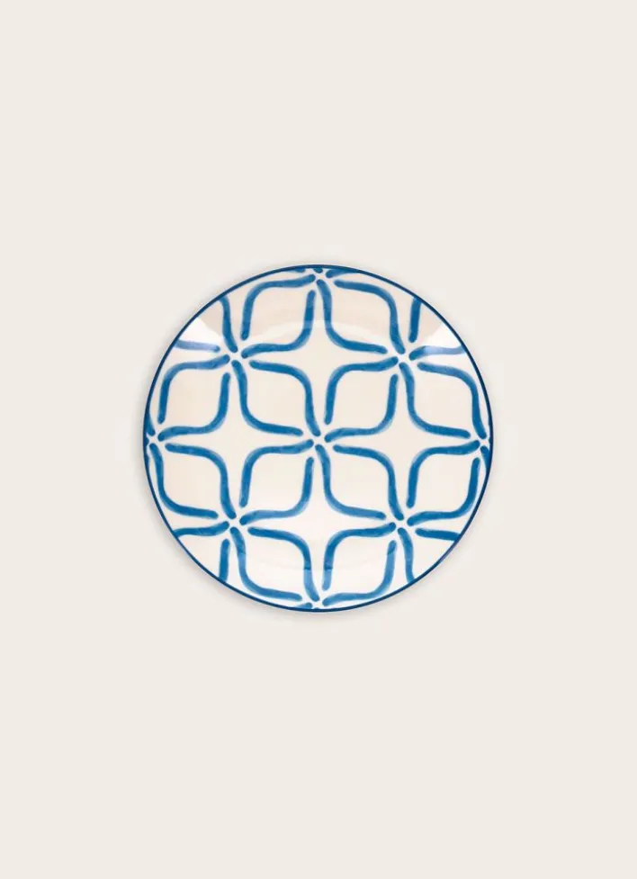 ASSIETTE À DESSERT EN PORCELAINE MOTIF ARABESQUE BLEU