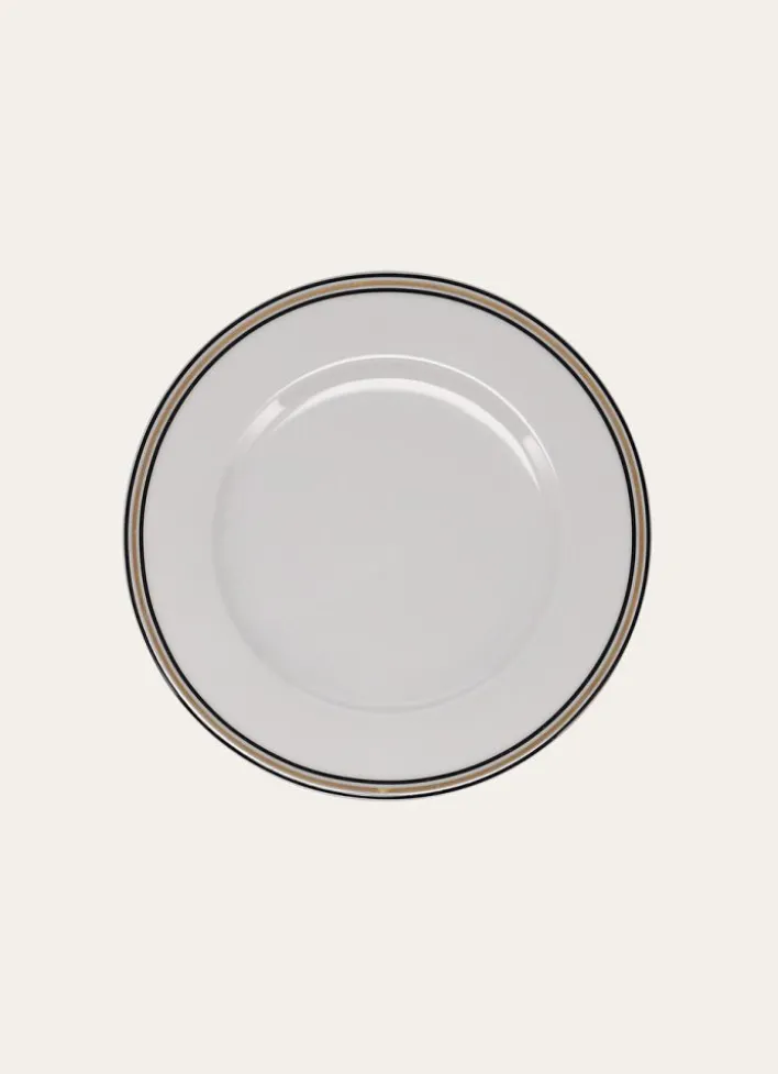 ASSIETTE À DESSERT EN PORCELAINE ART DÉCO NOIR/DORÉ