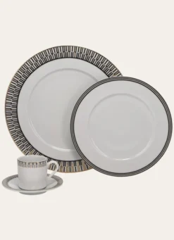 ASSIETTE À DESSERT EN PORCELAINE ART DÉCO NOIR/DORÉ