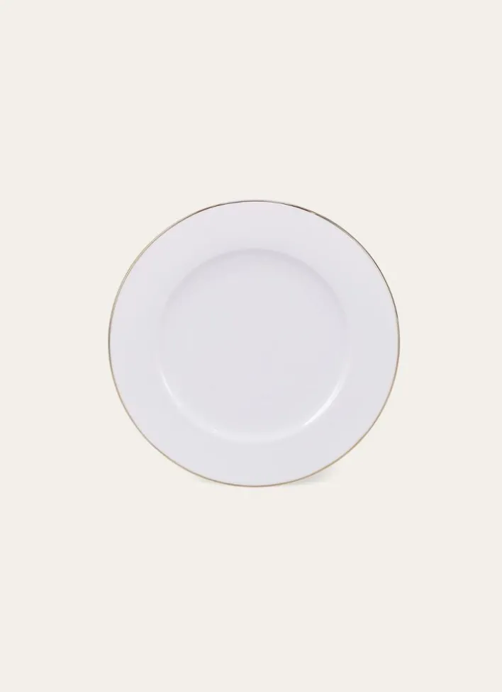 ASSIETTE À DESSERT EN PORCELAINE AVEC LISERÉ DORÉ BLANC