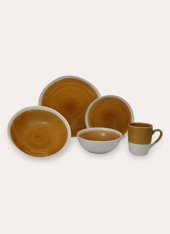 ASSIETTE PLATE EN GRÈS RÉACTIF JAUNE