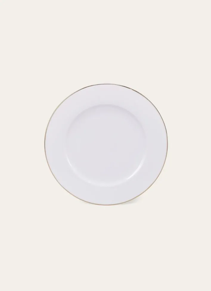 ASSIETTE PLATE EN PORCELAINE AVEC LISERÉ DORÉ BLANC