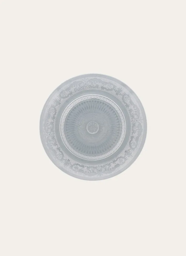 ASSIETTE PLATE EN VERRE À MOTIFS GRAVÉS TRANSPARENT