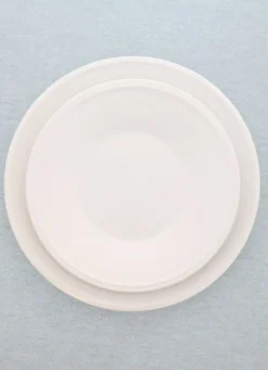 ASSIETTE PLATE UNIE EN FAÏENCE BLANC