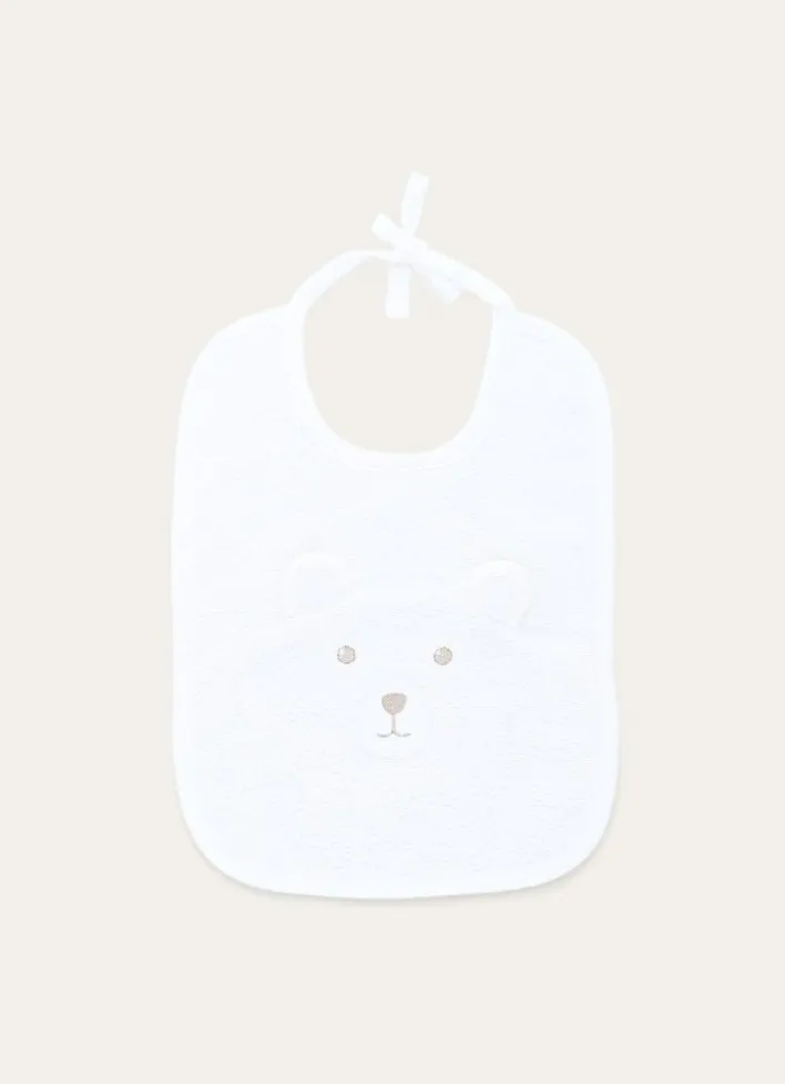 BAVOIR EN COTON ÉPONGE TÊTE D'OURS AVEC OREILLES BLANC