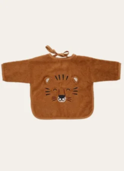 BAVOIR MANCHES LONGUES TÊTE DE TIGRE BRODÉE OCRE