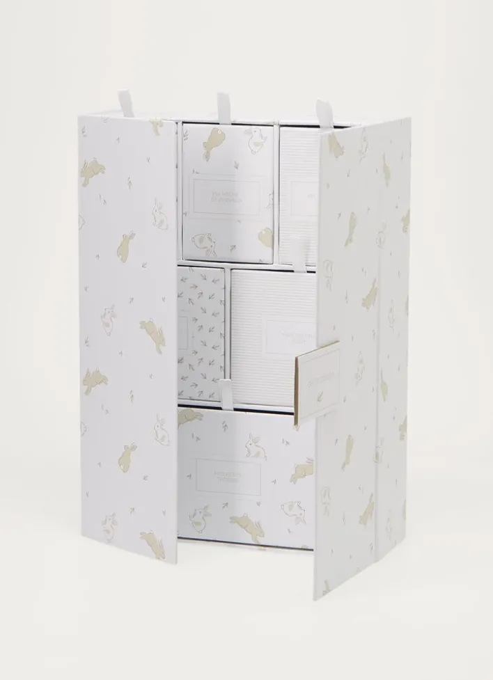 BOÎTE DE RANGEMENT MOTIF LAPINS ECRU