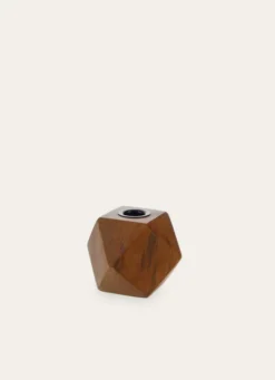 BOUGEOIR EN BOIS DE MANGUIER MULTI-FACETTESMARRON