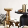 BOUGEOIR EN VERRE ET BAMBOU GRAND MODÈLE BOIS / NOIR