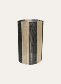 BOUGEOIR EN VERRE ET BAMBOU GRAND MODÈLE BOIS / NOIR