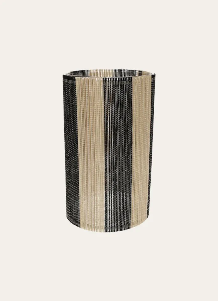 BOUGEOIR EN VERRE ET BAMBOU GRAND MODÈLE BOIS / NOIR