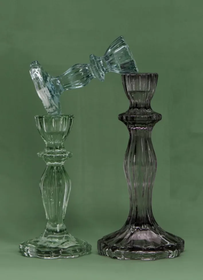 BOUGEOIR EN VERRE TEINTÉ H11 CM BLEU