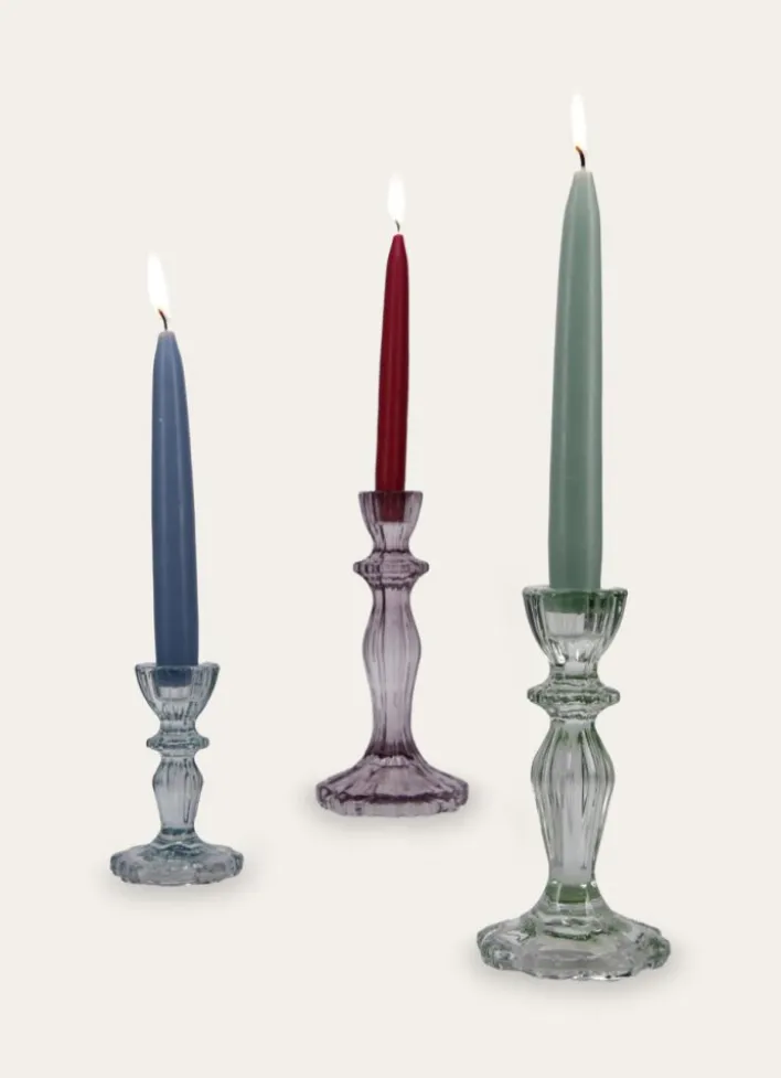BOUGEOIR EN VERRE TEINTÉ H15,5 CM VERT AMANDE