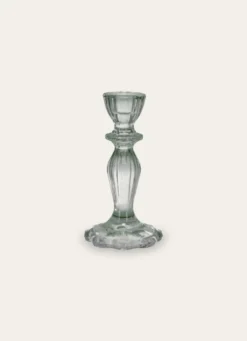 BOUGEOIR EN VERRE TEINTÉ H15,5 CM VERT AMANDE