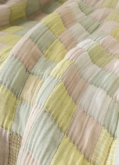 BOUT DE LIT EN GAZE DE COTON MATELASSÉ MULTICOLORE