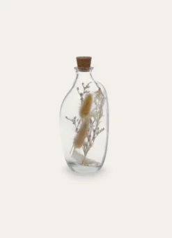 BOUTEILLE EN VERRE AVEC FLEURS SÉCHÉES TRANSPARENT
