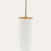 BROSSE WC EN GRÈS ET BAMBOU BLANC