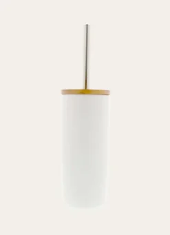 BROSSE WC EN GRÈS ET BAMBOU BLANC