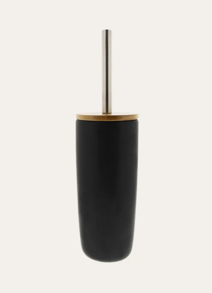 BROSSE WC EN GRÈS ET BAMBOU NOIR/BAMBOU