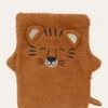 CAPE DE BAIN ET GANT DE TOILETTE EN ÉPONGE TIGRE OCRE