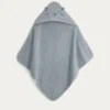 CAPE DE BAIN ET GANT DE TOILETTE EN ÉPONGE CHATON BLEU