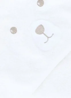 CAPE DE BAIN TÊTE D'OURSON EN COTON ÉPONGEBLANC