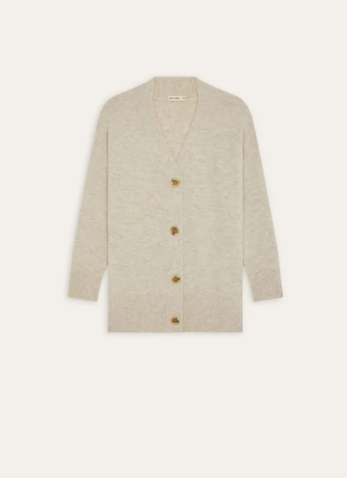 CARDIGAN EN MAILLE AVEC COL V ECRU