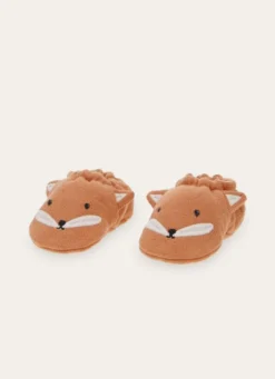 CHAUSSONS POUR BÉBÉ EN COTON AVEC TÊTE DE RENARD ORANGE
