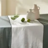 CHEMIN DE TABLE EN COTON ET LIN - BOURDON COLORÉ BLANC