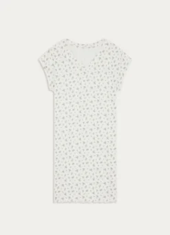 CHEMISE DE NUIT IMPRIMÉ BOUQUET FLORAL ECRU / VERT