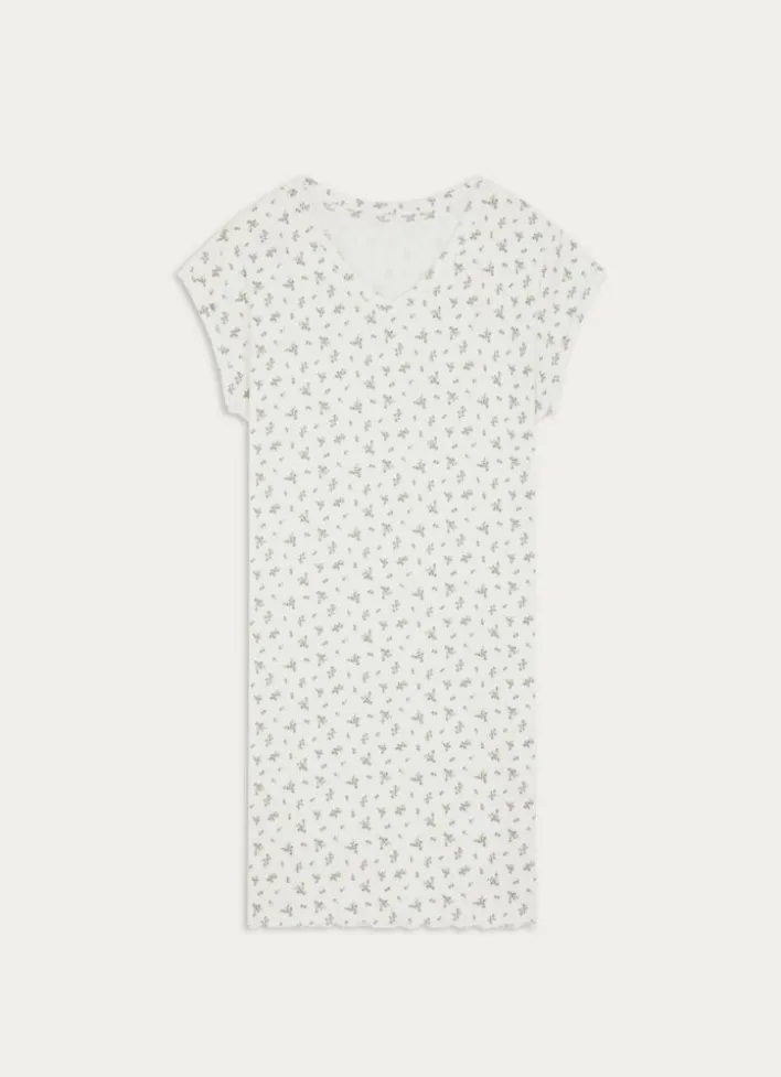 CHEMISE DE NUIT IMPRIMÉ BOUQUET FLORAL ECRU / VERT