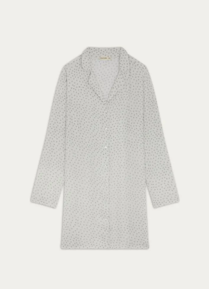 CHEMISE DE NUIT IMPRIMÉE EN GAZE DE COTON FLOCO BLANC