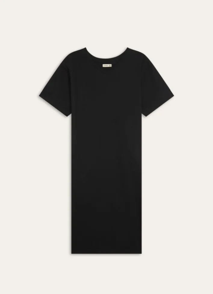 CHEMISE DE NUIT MANCHES COURTES UNI EN COTON Noir