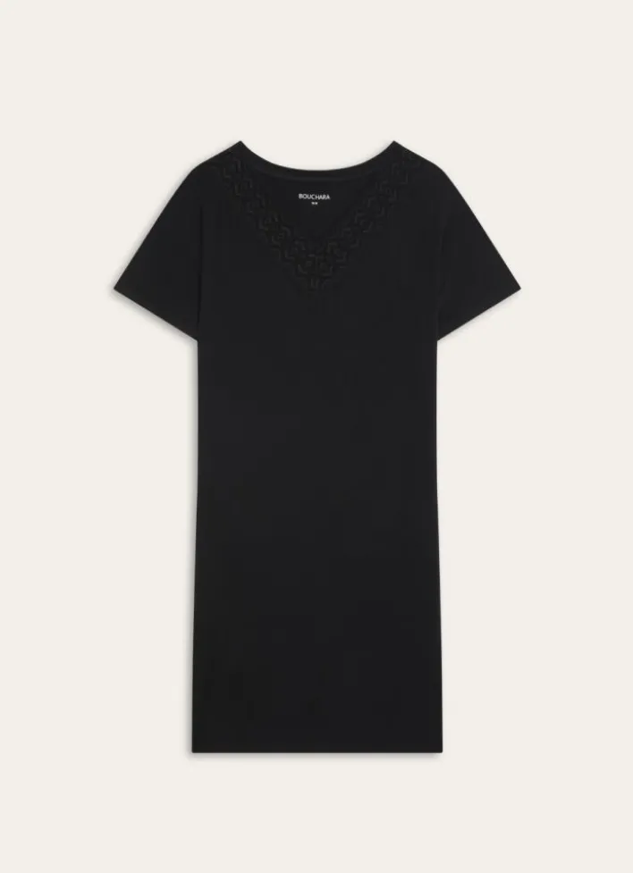 CHEMISE DE NUIT MANCHES COURTES DÉTAIL DENTELLE NOIR