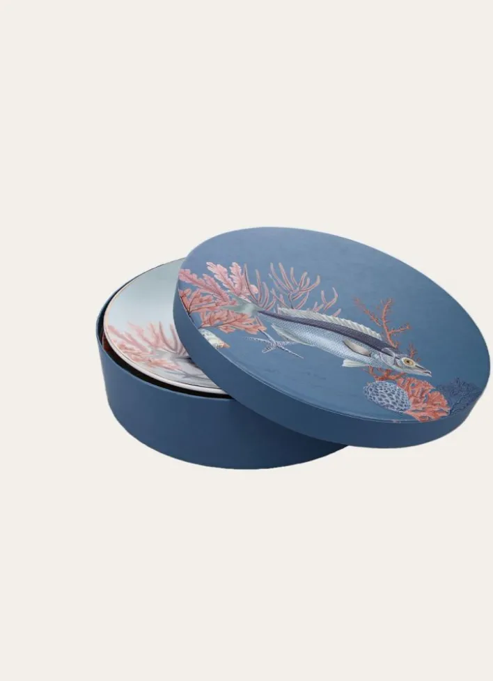COFFRET 4 ASSIETTES BLEU MULTICOLORE