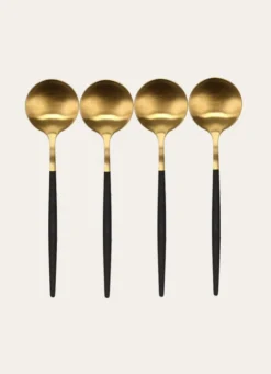 COFFRET DE 4 CUILLÈRES À CAFÉ SOVI NOIR DORE