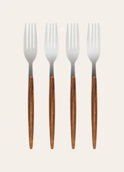 COFFRET DE 4 FOURCHETTES ARGENTÉ & BOIS