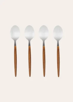 COFFRET DE 4 PETITES CUILLÈRES ARGENTÉ & BOIS