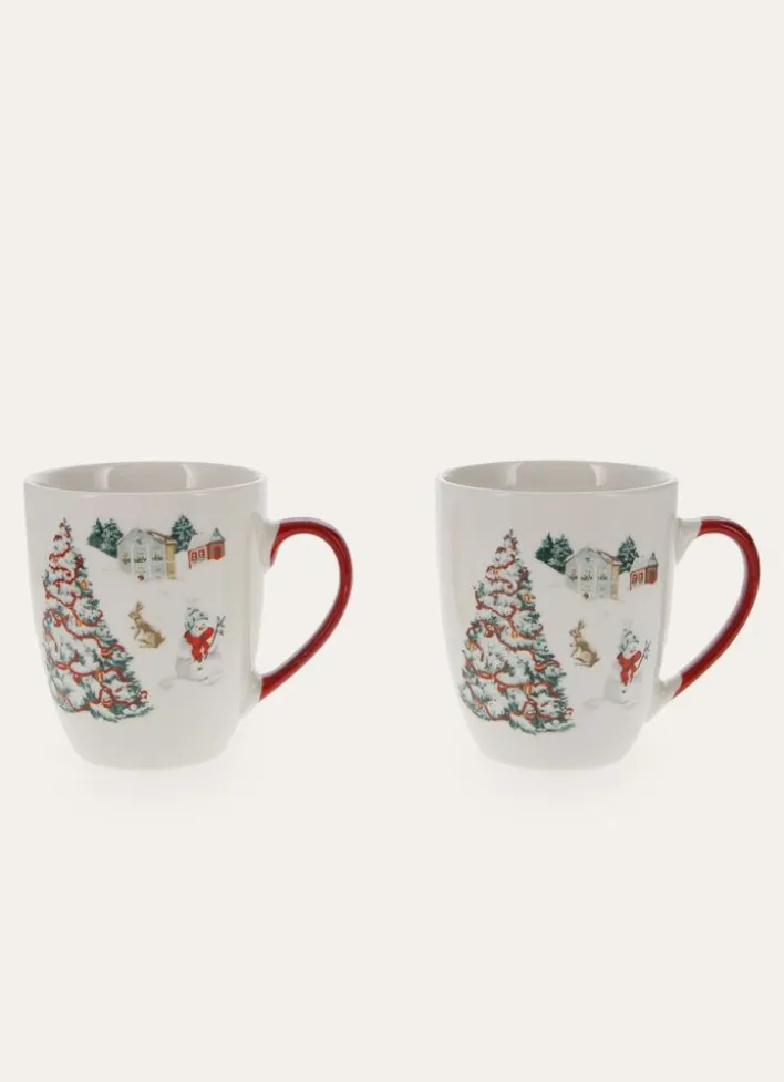 COFFRET 2 MUGS EN PORCELAINE WINTER ROUGE