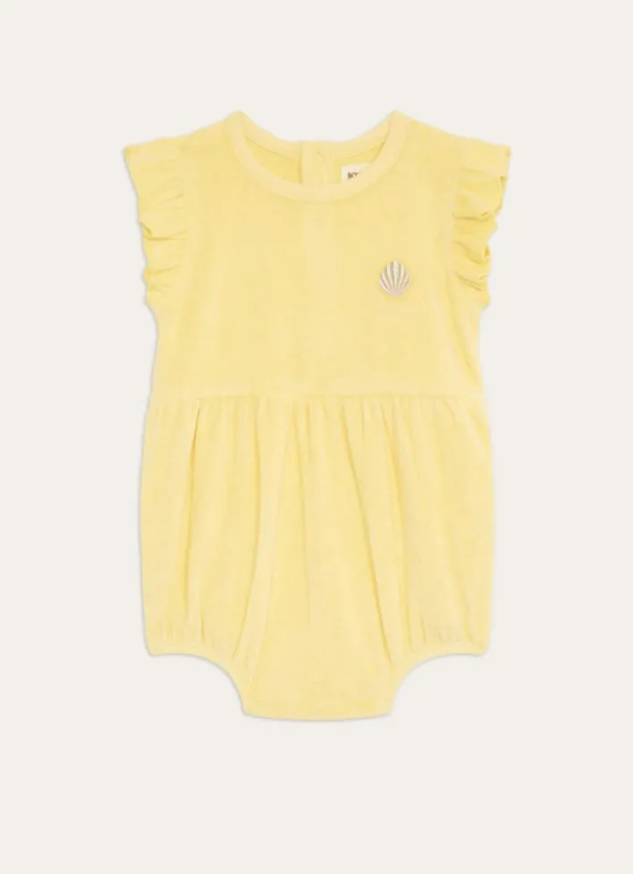 COMBINAISON EN ÉPONGE UNIE BRODERIE COQUILLAGE JAUNE