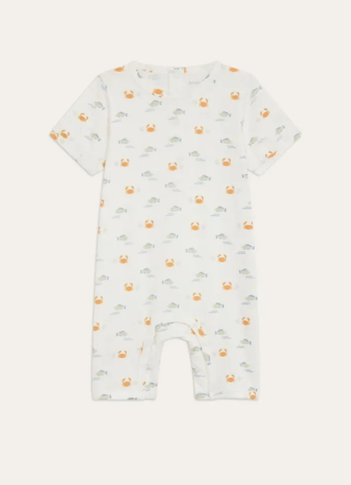 COMBISHORT EN COTON IMPRIMÉ CRABES ET POISSONS MULTICOLORE