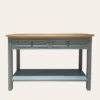 CONSOLE AVEC 2 TIROIRS ET 1 ÉTAGÈRE BOIS NATUREL/VERT
