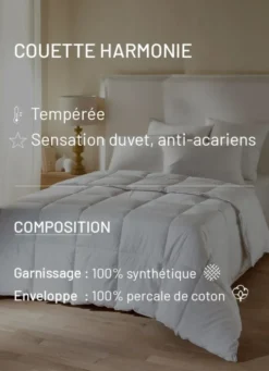 COUETTE HARMONIE 300 G/M² TEMPÉRÉE ANTI-ACARIENS BLANC