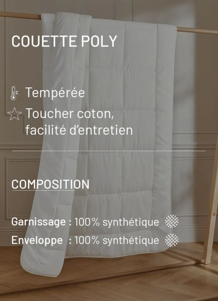 COUETTE TEMPERÉE EN POLYESTER BLANC