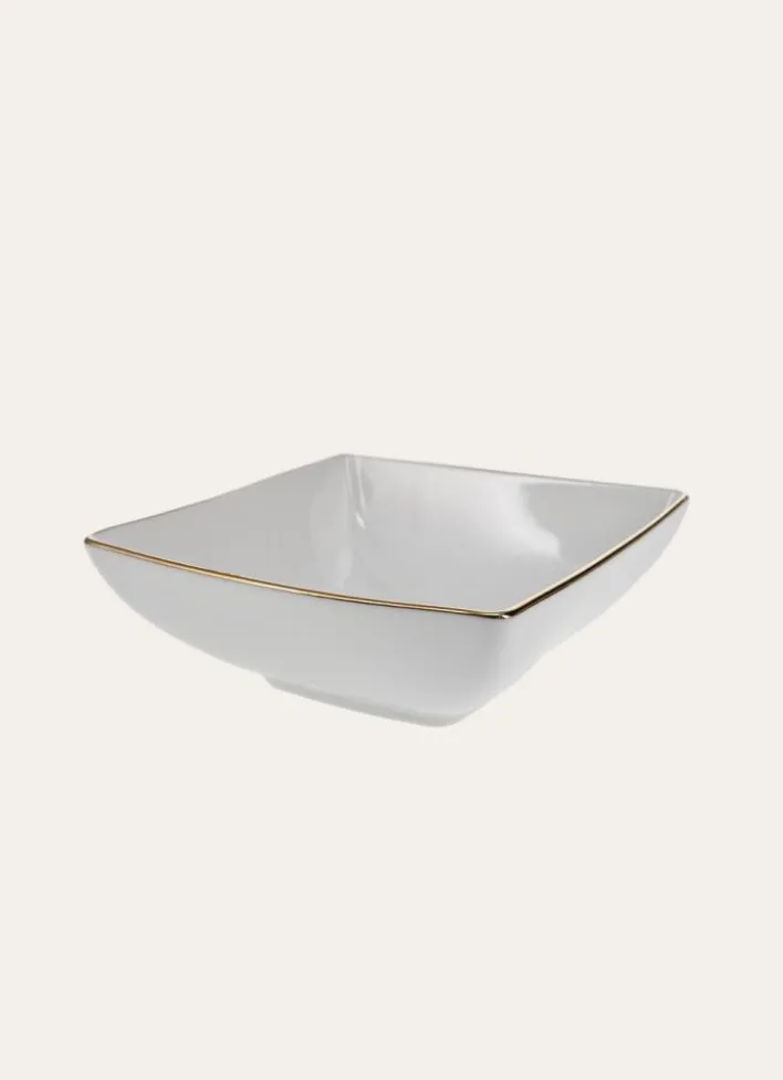 COUPELLE CARRÉE EN PORCELAINE AVEC LISERÉ DORÉ BLANC