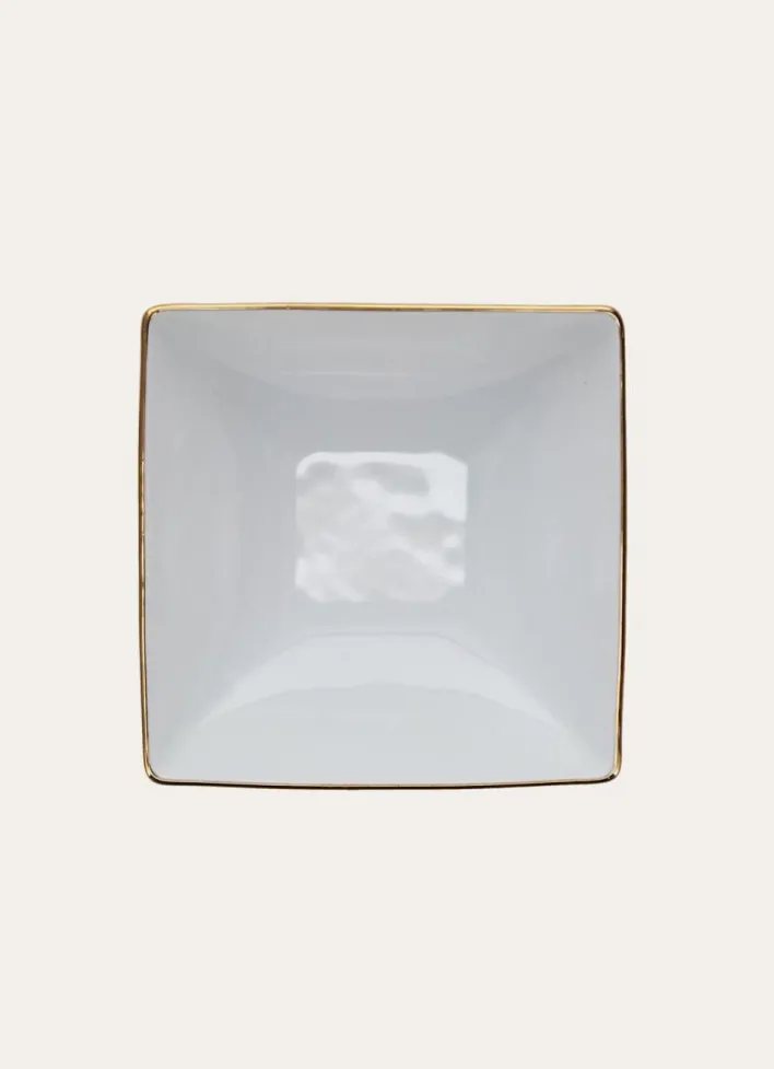 COUPELLE CARRÉE EN PORCELAINE AVEC LISERÉ DORÉ BLANC